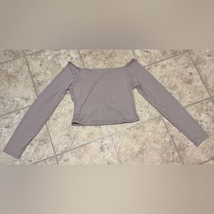Wild Skye Off-Shoulder Long Sleeve Crop Top – Mocha Stone Size Large NWT